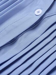 Franclia V领褶裥无袖系带女式衬衫 - 藍色 - 查看 6