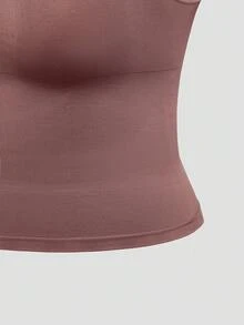 SHAPORA 大码女式纯色休闲吊带塑身衣 - 棕色 - 查看 6