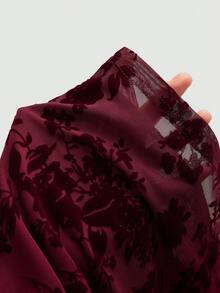 Franclia Women's Elegant 2026 Spring/Summer Short Sleeve Velvet Jacquard Mesh Elastic Fitted Mini Dress - Green - View 6