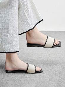 CUCCOO BIZCHIC Women's Silver Mesh Simple Flat Toe Elegant Casual Comfortable Slip-On Flats, Suitable For Workplace, Commute, Dates, Formal Events Summer - Almond color - View 4