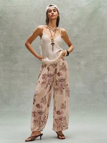 Bohemela 女士撞色蕾丝吊带背心，适合春夏度假穿着 - 杏色 - 查看 8