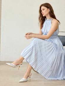 MOTF NEW WHITE POINTED THIN HEEL DIAMOND MESH LACE FASHIONABLE AND ELEGANT WOMEN'S HIGH-HEELED SHOES - White - View 3