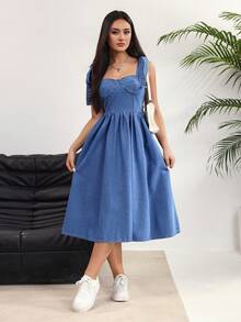 Rivivi Women's Casual Denim Camisole Dress For Summer - Blue - View 1