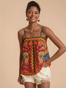 Travachic 女士度假印花宽松吊带背心 - 彩色 - 查看 5