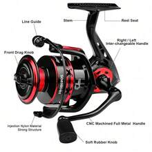 PRO BEROS PROBEOS 渔线轮：最大拖拽力 20 公斤，1000-6000 系列，CNC 精密加工全金属摇柄，齿轮比 5.2:1 纺车式渔线轮 - 彩色 - 查看 9