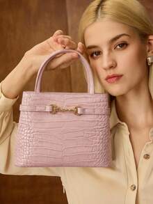 MOTF PREMIUM FASHION ALLIGATOR PATTERN HANDBAG - Pink alligator pattern - View 7