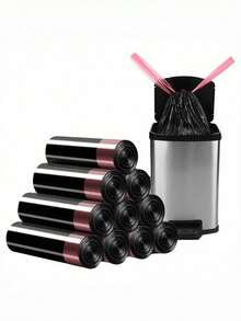 2 rollos/6 rollos Bolsa de basura con cordón, bolsa de plástico negro gruesa y grande para el hogar, cocina, portátil, adecuada para sala de estar, dormitorio, baño, cocina, baño, hotel - Multicolor - Ver 14