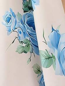 GlowEve 女士印花褶裥休闲百搭约会外出A字裙 - 淺藍色 - 查看 4