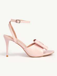 CUCCOO CHICEST Pink Bow Stiletto Sandals Female Summer Open Toe Buckle Sweet Fairy Style Wedding Shoes - Baby Pink - View 4