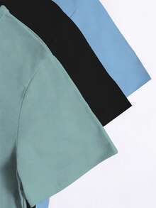 6 pièces/Set Ensemble de pyjama court à manches courtes avec imprimé de lettres anglaises, combinaison de couleurs minimaliste mode noire, grise et bleue pour garçons adolescents - Multicolore - Voir 6