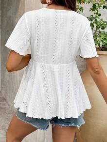 SHEIN Maternity Vacation Casual Solid Color Textured Shirt - White - View 2