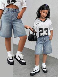 Quần short denim dáng rộng kiểu Y2K thập niên 2000 dành cho bé gái, quần short denim cạp trung bình thấp, quần short mùa hè, quần short dài kiểu cargo, quần short mùa hè phong cách boho, quần short đi biển, quần short dự tiệc, quần short dễ thương mùa hè, kỳ nghỉ hè, mùa xuân, bãi biển, kỳ nghỉ, phong cách thường ngày, ngày Valentine, phù hợp cho mùa xuân và mùa hè, phong cách vintage/bãi biển/biển/thanh lịch, bộ jumpsuit thường ngày, kỳ nghỉ hè, mùa xuân, bãi biển. - Rửa trung bình - Xem 2