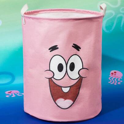 SpongeBob SquarePants | SHEIN Giỏ đựng đồ họa tiết hoạt hình, chất liệu vải lanh, in hình sắc nét, có thể đựng nhiều vật dụng như quần áo và đồ chơi.