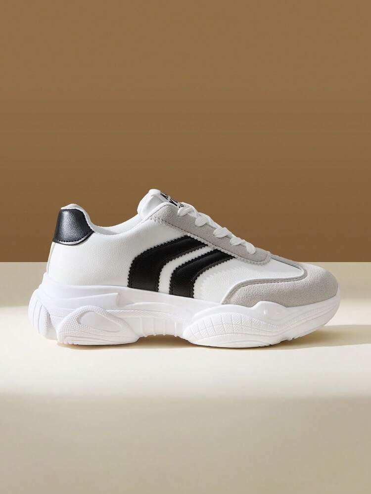 CUCCOO EASI Women's Casual Sports Shoes, PU Leather, Flat, Lightweight, Comfortable Running Sneakers, White