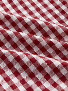 Manfinity Unisex Men's Casual Plaid Letter Embroidered Shirt, Summer - Red - View 7