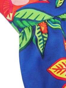 Lunelith SHEIN Lunessa 女士热带植物图案度假休闲镂空设计连衣裙 - 彩色 - 查看 3