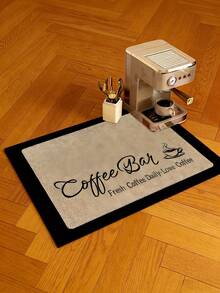 1 Piece Retro Style Coffee Print Kitchen Drying Mat - Super Absorbent, Hides Stains, With Rubber Bottom, Suitable For Kitchen Countertops And Appliances - Multicolor - View 6