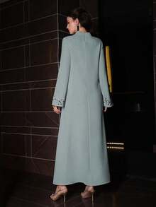 Al Najma Áo choàng thêu trang nhã, kiểu Abaya Trung Đông Ả Rập Xê Út. - màu xanh lá - Xem 2