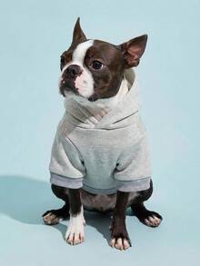 PETSIN 1 Breakfast Letter Printed Pet Gray Sports Style Thick Warm Spring And Autumn Pet Clothing Hoodie - Grey - View 7