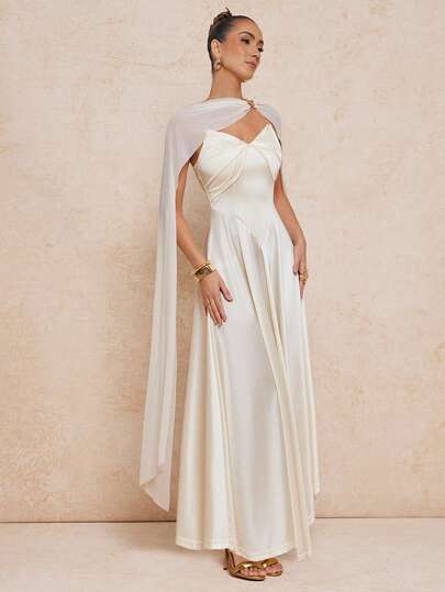 Lumalex Spring Summer  Soft, Flowing Chiffon Shawl, Pleated Waist Design With Extra-Large Skirt Hem This Garment Effortlessly Transitions From Beach Strolls To Weekend Gatherings And Celebratory Dinners, Embodying The Charm Of Quiet Luxury And Striking Party Flair Whether At Birthday Bashes Or Fashionable Soirées