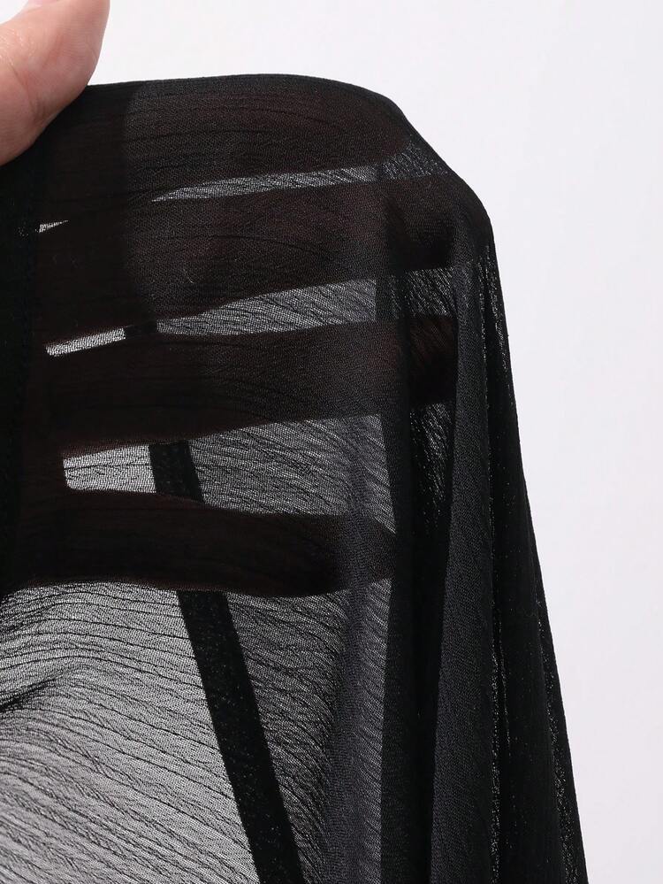 Women's Lapel Long Sleeve Semi-Sheer Textured Fabric Open Front Elegant Blouse