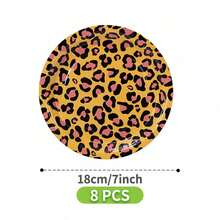 Bộ bát đĩa, khăn ăn và cốc dùng một lần họa tiết da báo trên nền vàng, phục vụ 8 người. Bộ đồ dùng tiệc dùng một lần này (bao gồm bát đĩa, khăn ăn và cốc) rất phù hợp cho các bữa tiệc sinh nhật, đám cưới và dã ngoại gia đình. - Xem 8