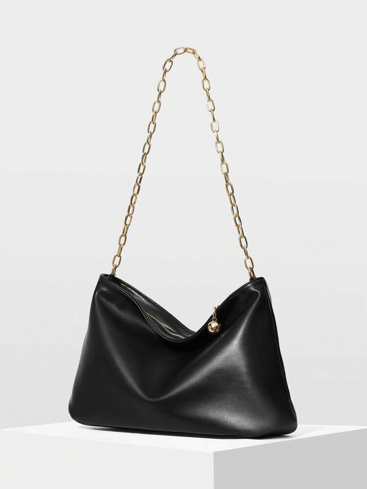 FASHION WOMEN'S METAL CHAIN SHOULDER BAG, LARGE-CAPACITY CASUAL STRAY BAG, SOFT PU WOMEN'S CLUTCH BAG