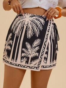 Travachic Quần short đi biển phong cách Bohemian cỡ lớn, thoải mái, có dây buộc và viền bèo nhún dành cho nữ. - Nhiều màu - Xem 5