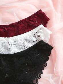 Lowkey Lull 3sets Floral Lace Bra & Panty Lingerie Set - Multicolor - View 4