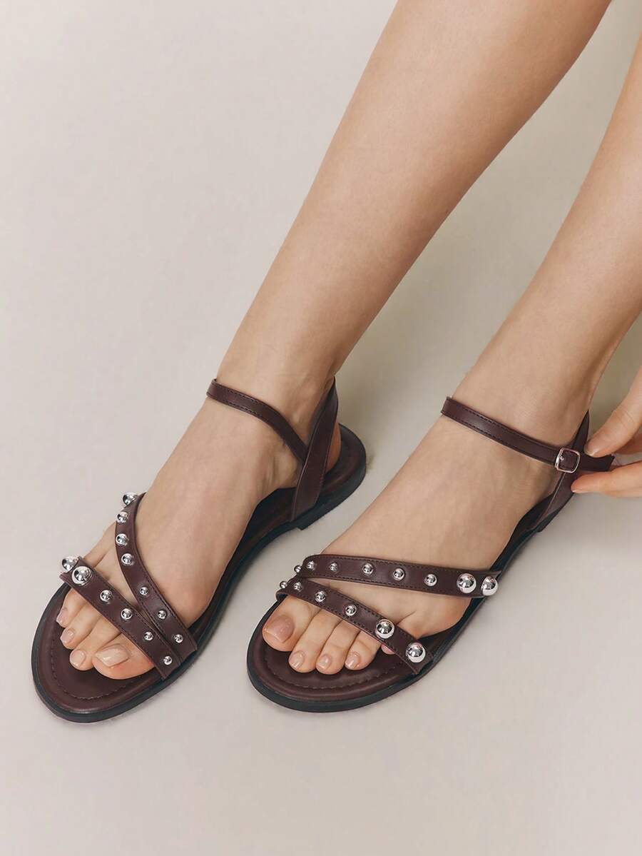 Styleloop Women's Flat Sandals, Bohemian, Beach Vacation, Western Wind, Summer Wear, Travel Essentials - dark brown - View 1