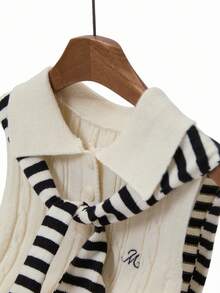 GlowEve Nuevo vestido de suéter tejido de colores mixtos, estilo europeo y americano - Blanco - Ver 3