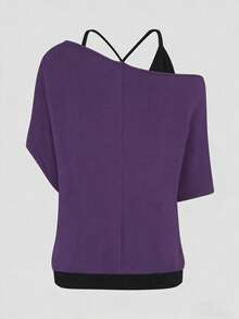 EMERY ROSE Plus Size Feather Printed Camisole Short Sleeve T-Shirt Graphic Tees Women Tops - Multicolor - View 2