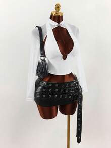 Amplova 2026 Nuevo Camiseta Blanca Sexy de Escote Bajo, Cubierta Transparente de Malla para Mujeres - Blanco - Ver 4