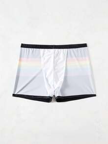 Palasendo Quần bơi nam cạp chun in họa tiết sọc nhiều màu sắc - màu đen - Xem 3