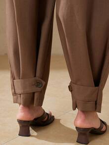 BELROSIE New Retro Style Versatile Commuter Fashionable Ankle Button Slimming Loose Casual Suit Pants For Women - Coffee Brown - View 6