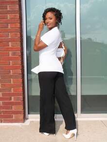 Steph T 純色扭紋前開叉下擺 T 卹 - 白色 - 查看 5