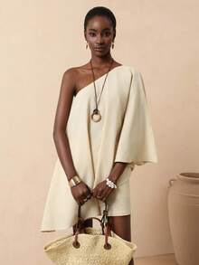 Vesra Vacation Casual Asymmetric Hem Top + Shorts 2 Pieces Set - Apricot - View 5