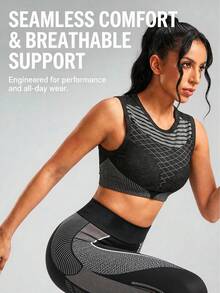 Innovista Sports T-Shirt & Tank Top With Removable Cups, Contoured To Slim Waistline - Black and White - View 7