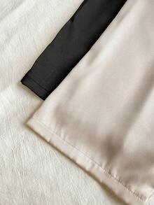 Sweetra Women's European And American Fashion New Summer Outfit, High-End Satin Glossy Black & White Waist-Slimming 2-Piece Set, Casual, Vacation, Commute, Versatile Pants - Multicolor - View 3