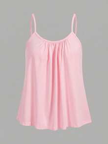 SHEIN EZwear 3pcs Women Pleated Loose Camisole Tops, Adjustable Strap, Suitable For Spring & Summer - Multicolor - View 3