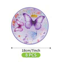 Bộ đĩa, khăn ăn và cốc dùng một lần hình vương miện bướm tím, phục vụ 8 người. Bộ đồ dùng tiệc dùng một lần này (bao gồm đĩa, khăn ăn và cốc) rất phù hợp cho các bữa tiệc sinh nhật, đám cưới và dã ngoại gia đình. - Xem 10