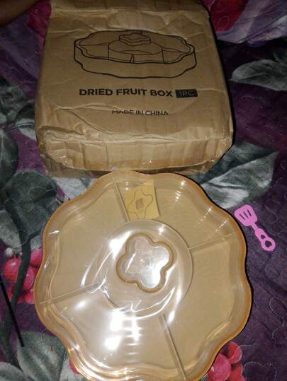 Household Partitioned Dry Fruit Tray With Lid, Nut, Candy, Snack Storage Box For Living Room, Wedding & Party Celebration,Candy Box Dry Fruit Container With Lid For Living Room 5 Compartments Snacks Organiser For Household Use