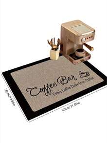 1 Piece Retro Style Coffee Print Kitchen Drying Mat - Super Absorbent, Hides Stains, With Rubber Bottom, Suitable For Kitchen Countertops And Appliances - Multicolor - View 2