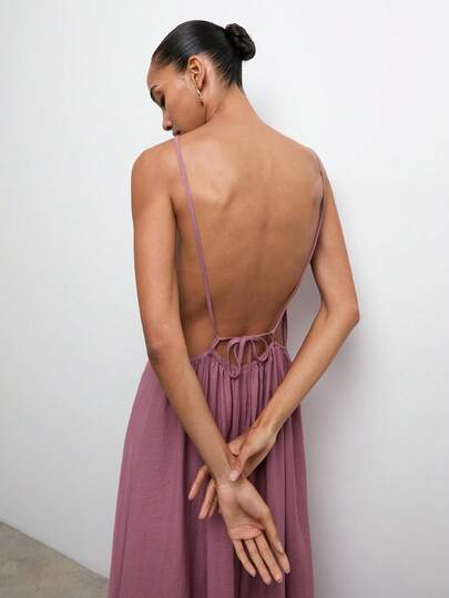 Maija Women's Casual Solid Color Backless Spaghetti Strap Dress, Summer   St Patrick's Day Women Easter Summer Outfits Easter Dress Women Party Top Beach Dress Summer Holiday Outfits Each Vacation Outfits For Women  Summer Outfit For Women Going Out Outfits Graduation Graduation Outfit  Casual Dresses  Casual Blouses For Women, Beach Dress  , Vacation Dresses, Beach Outfit For Women, Beach Outfits , Holiday, Summer Holiday Outfits, Vacation Outfits For Women , Beach Vacation Outfits For Women, Pink Dress