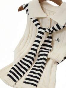 GlowEve Nuevo vestido de suéter tejido de colores mixtos, estilo europeo y americano - Blanco - Ver 6