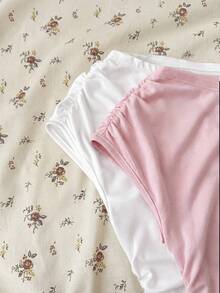 SHEIN 2-Piece Set: Teen Girls' Style - White And Pink Knit Casual Pleated Asymmetrical-Shoulder Fitted Cropped Top And Bottom Set - Sweet And Cute - Perfect For Spring And Summer Outfits New Ss26 Fashion - Multicolor - View 5