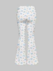 ROMWE Kawaii [Đồ lót] Bộ 2 món gồm áo hai dây gợi cảm, dây đeo, cạp thấp và quần ống loe dành cho nữ. - Màu xanh lam - Xem 8
