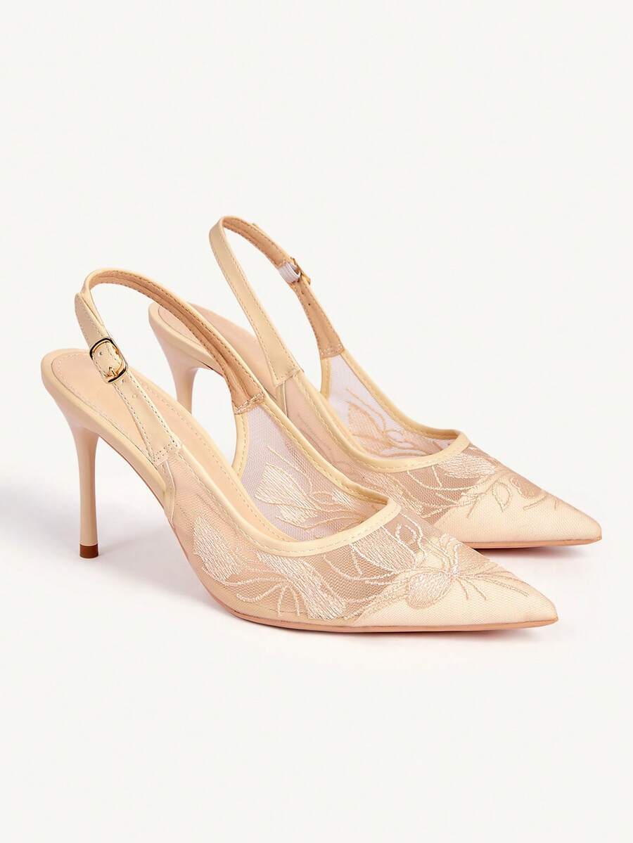 CUCCOO CHICEST Giày cao gót nữ - Màu be lưới - Xem 1