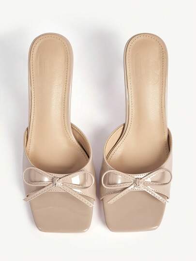 CUCCOO CHICEST Women Shoes Autumn Square Toe High Heel Sandals Women's Bow Accessories Attendance Wear Slip-On Stiletto Sandals