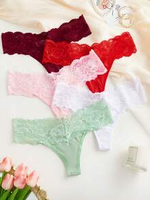 Lowkey Lull 5packs Floral Lace Panty Lingerie, Sexy - Multicolor - View 4